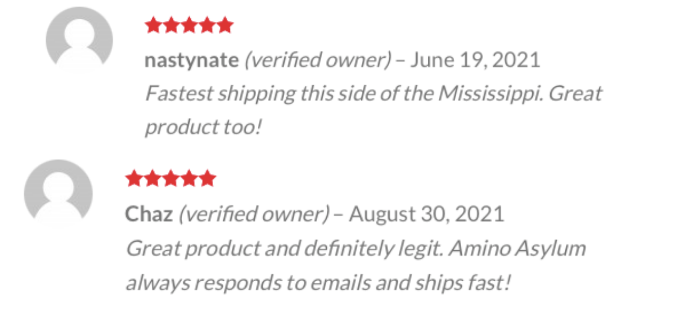 Amino Asylum Reviews From the Website
